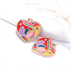 Разноцветный Подвески из сплава и эмали в стиле бохо, шарма сердца, золотые, красочный, 25x24 мм