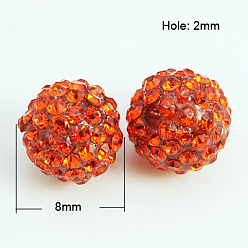 Гиацинт Бусины со стразами из смолы, класс А, круглые, гиацинт, 8 мм, отверстие : 2 мм