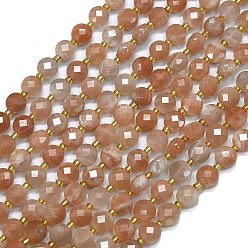 Солнечный Камень Натуральный Sunstone бисер пряди, с бисером, граненые, плоско-круглые, 6~6.5x4 мм, отверстие : 1 мм, около 50 шт / нитка, 15.35'' (39 см)