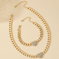 Кристалл Ожерелья и браслеты-цепочки из сплава сердец со стразами, золотые, кристалл, 360 мм