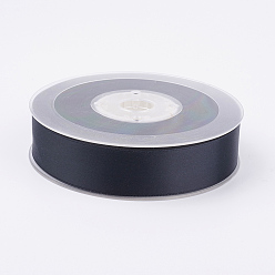 Черный Матовая двойная атласная лента, полиэстер атласные ленты, чёрные, (7/8 дюйм) 22 мм, 100yards / рулон (91.44 м / рулон)