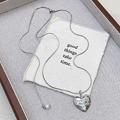 Сердце Регулируемые подвески-лариаты из сплава для женщин, платина, сердце, 27.01 дюйм (68.6 см)