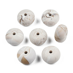 WhiteSmoke Food Grade Eco-Friendly Silicone Beads, Chewing Beads For Teethers, DIY Nursing Necklaces Making, Rondelle, WhiteSmoke, 14x8mm, Hole: 3mm