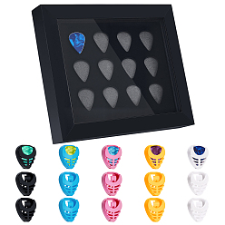 (52) Непрозрачная лаванда 1Прямоугольная деревянная фоторамка-органайзер для медиаторов из ПК, Настольный деревянный шкаф-витрина с видимым окном и 15шт. 5цветным пластиковым держателем для хранения одного гитарного медиатора, разноцветные, 22.3x18.3x3.05 см, 1 PC