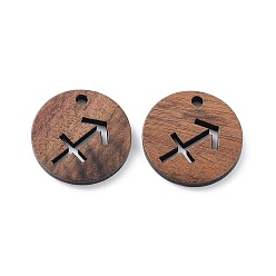 Стрелец Подвески из орехового дерева, вырезанные лазером, амулеты полых созвездий, неокрашенными, Стрелец, 20x2.4 мм, отверстие : 2 мм