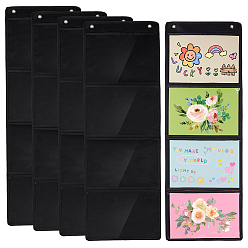 Черный Тканевые подвесные сумки для хранения, с ПВХ окнами, прямоугольные, чёрные, 950x333x1.5 мм, отверстие : 8 мм