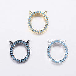 Mixed Color Brass Micro Pave Cubic Zirconia Charms, Oval, Mixed Color, 12.5x11x2mm, Hole: 1mm