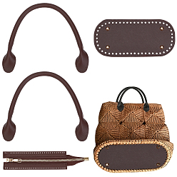 Коричневый Комплекты сумок из искусственной кожи, включая 1 шт. овальная сумка для вязания крючком, подушечка для придания формы ногтям, 1 застежка-молния и 2 ручки для сумки, золотые, кофе, внизу: 221x101x4.5~11 мм, отверстие : 5 мм
