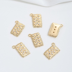 Food Латунные микро проложить кубического циркония прелести, реальный 14 k позолоченный, печенье, 14x8.5x2.5 мм, отверстие : 1.2 мм