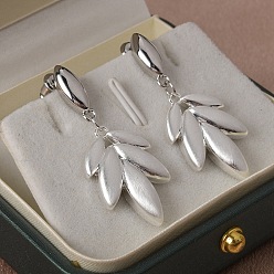 Посеребрённый Серьги с подвесками из пшеничной латуни, серьги-гвоздики для женщин, 925 серебро покрытием, 41x16 мм