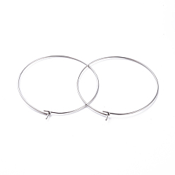 Stainless Steel Color 316 Surgical Stainless Steel Hoop Earring Findings, Wine Glass Charms Findings, Stainless Steel Color, 40x0.7mm, 21 Gauge