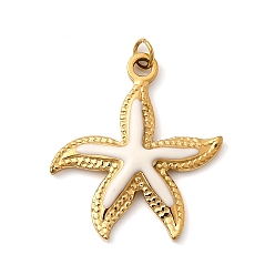 Морская звезда 304 нержавеющей стальной эмали подвески, подвески на тему океана, ионное покрытие (ip), реальный 18 k позолоченный, морская звезда, 25x22x3 мм, отверстие : 2.5 мм