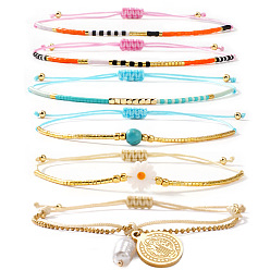 (52) Непрозрачная лаванда 5 шт. 5 браслеты в богемном стиле из стеклянного бисера и плетеных бусин, а также 304 двухслойные браслеты с подвесками из нержавеющей стали для женщин, разноцветные, 11.02 дюйм (28 см)