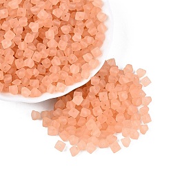 Salmon Foncé Perles de rocaille en verre transparent dépoli fgb, cœur, trou rond, teint et cœur, saumon noir, 4.5~5x6~6.5x5.5~6mm, Trou: 1.2~1.4mm, environ 3460 pcs / livre