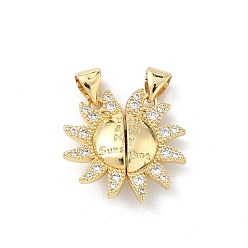 Настоящее золото 18K Латунные микро проложить кубического циркония подвески, солнечные чары, с магнитным, долговечный, стойки покрытие, без свинца и без кадмия, реальный 18 k позолоченный, 19.5x19.5x5.5 мм, отверстие : 4.5x3.5 мм