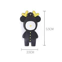 Черный Пластиковые большие подвески из пвх, олень, чёрные, 55x35 мм