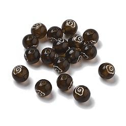 Коричневый Покрытие акриловыми шариками, серебряный металл, оплетенный, круглые, кофе, 8 мм, отверстие : 1.8 мм, Около 731 шт / 500 г