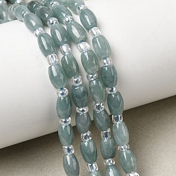 Бирманский Нефрит Бусы из натурального мьянманского жадеита, со стеклянными бусинами, рис, 8x6 мм, отверстие : 1 мм, около 37 шт / нитка, 15.35'' (39 см)