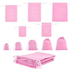 Pink 40шт 5 стили прямоугольные бархатные мешочки, мешки для подарков на рождество, розовые, 40 шт / пакет