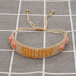 Белый Навахо Браслеты из бисера и стеклянных бусин для женщин, слово любовь и цветок, навахо белый