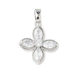 Платина Латунные микро проложить кубического циркония подвески, без кадмия и без свинца, , платина, 18.5x16x3.5 мм, отверстие : 2.5x5 мм