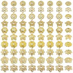 Золотой 100 шт. 10 стили латунные колпачки для бусин, цветок, золотые, 6~9x1.5~4 мм, отверстие : 0.9~1.4 мм, 10 шт / стиль