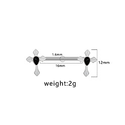 Cross 316l хирургические кольца для сосков из нержавеющей стали со стразами, цвет нержавеющей стали, крестик, 16 мм, штифты : 1.6 мм