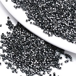 Dark Gray FGB 11/0 Grade A Glass Seed Beads, Cylinder, Uniform Seed Bead Size, Frosted Colours, Dark Gray, 1.5x1mm, Hole: 0.5mm, about 20000pcs/bag