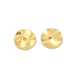 Настоящее золото 18K Spacer бисер латунные, волнистых плоские круглые, реальный 18 k позолоченный, 8x1.2 мм, отверстие : 1 мм
