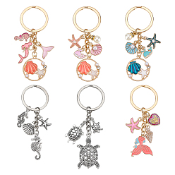 (52) Непрозрачная лаванда 6 шт. 6 стили брелок из цинкового сплава, Тема океана, разноцветные, 81.5~85 мм