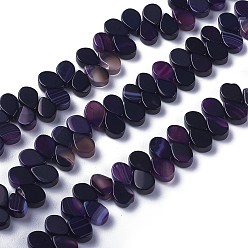 Индиго Окрашенные естественный агат бисер пряди, сверху просверленные бусы, слеза, индиговые, 7.5~8x5~5.5x2.5~3 мм, отверстие : 1 мм, около 112 шт / нитка, 15.3 дюйм (38.9 см)