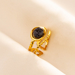 Синтетическая Бирюза Регулируемые 304 манжеты из нержавеющей стали с открытыми кольцами для женщин, с синтетическими бирюзовый, золотые, 15 мм, внутренний диаметр: 17 мм