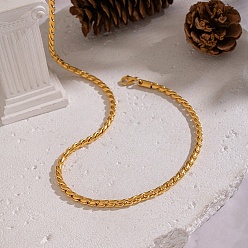 Настоящее золото 18K 3.5мм 304 ожерелья из витой цепочки из нержавеющей стали для женщин, реальный 18 k позолоченный, 16.34 дюйм (41.5 см)