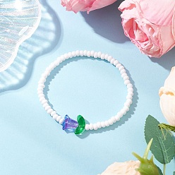 Средняя Орхидея Стеклянные бусины эластичные браслеты для женщин, тюльпан, со стеклянным цветком, средне орхидеи, внутренний диаметр: 2-1/8 дюйм (5.3 см)