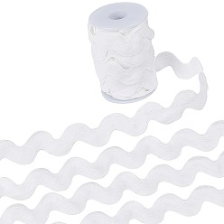 White 9 Yards Polyester Wavy Fringe Trim Ribbon, Wave Bending Lace Trim, for Clothes Sewing and Art Craft Decoration, White, 3/4~1-3/8 inch(20~34mm)