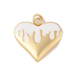 Белый Подвески из латуни с эмалью в стойку, с целью перехода в кольце, без кадмия и без свинца, долговечный, реальный 18 k позолоченный, шарма сердца, белые, 19x19.5x2 мм, отверстие : 3.5 мм