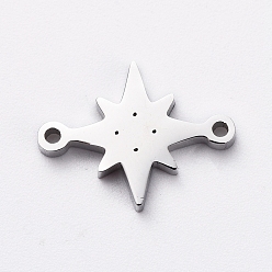 Нержавеющая Сталь Цвет Не тускнеющие 304 звенья из нержавеющей стали для изготовления ювелирных изделий, ручная полировка, мерцающая звезда, цвет нержавеющей стали, 10x12.5x1.5 мм, отверстие : 0.8 мм