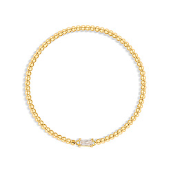 Прозрачный Браслеты из нержавеющей стали с инкрустацией кубическим цирконием и камнями по знаку зодиака., круглые браслеты из бисера для женщин, прямоугольные, реальный 304 k позолоченный, прозрачные, 18 дюйм (6.69 см)