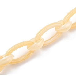 Weizen Handgefertigte Acrylkabelketten, Flachoval, Weizen, Links: 35x19.5x6 mm und 20x18x8.5 mm, 39.37 Zoll (1 m)/Strang