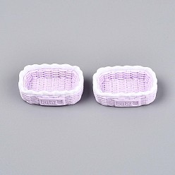 Лиловый Декор для корзин из ротанга из непрозрачной смолы, аксессуары для кукольного домика с микро-ландшафтом, притворяясь опорными украшениями, сирень, 50~50.5x33.5~34x13~15 мм
