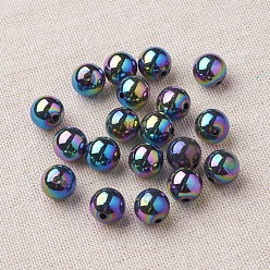 Темно-серый Экологически чистые бусины из полистирола и акрила, с покрытием AB цвета, круглые, темно-серый, 10 мм, отверстие : 2 мм, Около 980 шт / 500 г