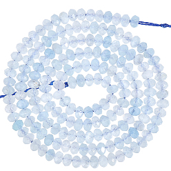 Аквамарин 1 нити натуральных аквамариновых бусин, граненые, рондель, 3x2 мм, отверстие : 0.6 мм, около 180 шт / нитка, 15.24 дюйм (38.7 см)