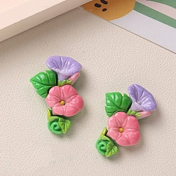 лаванда Непрозрачные кабошоны из смолы, вьюнок, лаванда, 33x23 мм