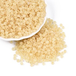 Светло-хаки 6/0 прозрачный внутри цветной стеклянный бисер, рондель, круглое отверстие, светлый хаки, 4x3 мм, отверстие : 1.2~1.5 мм, Около 6080 шт / фунт