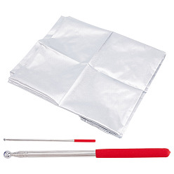 Серебро Полиэстеровый флаг, с телескопической штангой из нержавеющей стали, для танцевальных декораций, арка, серебряные, 1410x1360x0.3 мм