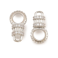 Platino Dijes de conector de zirconia cúbica micro pavé de latón, rondo, sin plomo y cadmio, chapado en rack, larga duración plateado, Platino, 15x8x5.5 mm, agujero: 1.8 mm / 4.5 mm