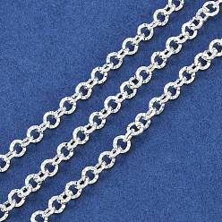 Серебро Латунные текстурированные цепи роло, пайки, с катушкой, серебряные, 3.5x1 мм