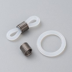 Черный Цвет Металла Держатели силиконовой очковые, с железной фурнитурой, белые, металлический черный , 19.5x6.5 мм