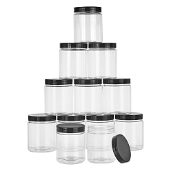 Clear Plastic Bottles Bead Containers, with Black Plastic Stopper, Clear, 6.6x8.1cm, Capacity: 240ml