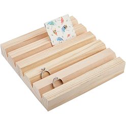 Мокасин 5 деревянное шасси для ювелирных изделий со слотами, для перстней, держатель для сережек, прямоугольные, мокасин, 17.6x17.4x2.95 см